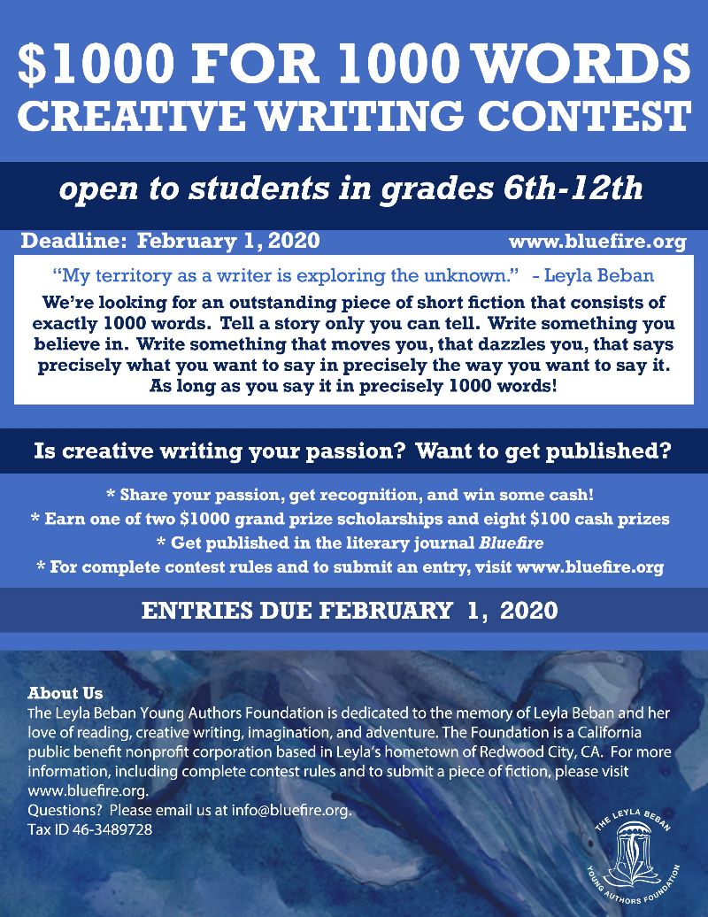 Bluefire Writing Contest for Teen Writers Yvonne Ventresca